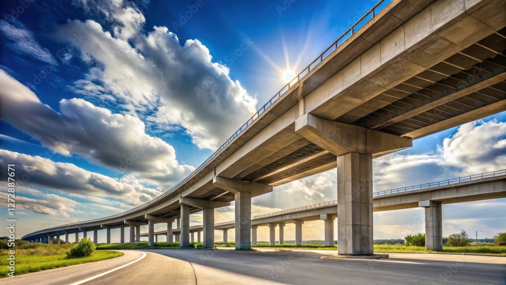 Concrete Overpass Under Clear Sky, landscape, clouds, landscape, clouds, infrastructure, vehicle, arch, road Concrete Overpass Under Clear Sky, landscape, clouds, landscape, clouds, infrastructure, vehicle, arch, road