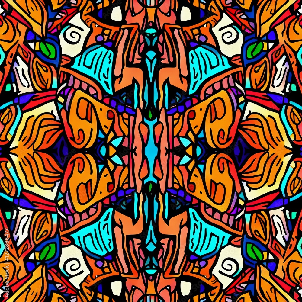 Naklejka premium Psychedelic Expressionism Geometric Patterns Digital Assets
