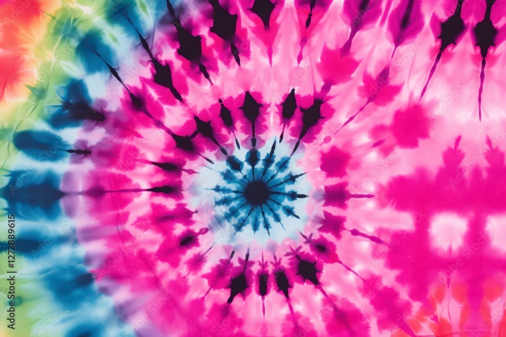 Obraz premium Colorful Tie-Dye Pattern with a Spiral Design in Bright Hues