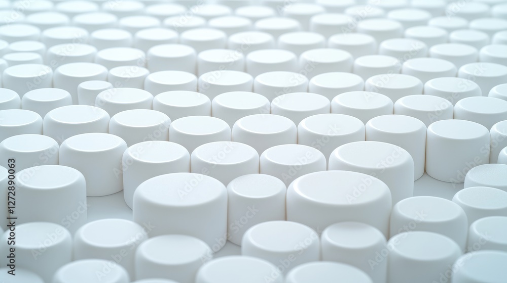 Fototapeta premium White cylinders, abstract background, studio shot, design texture