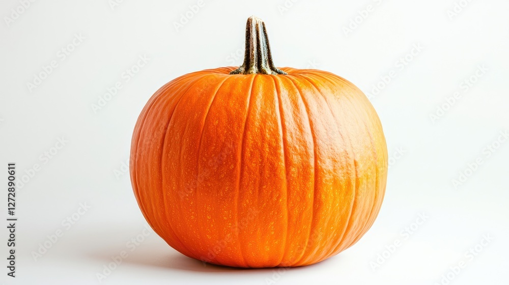 Obraz premium A bright orange pumpkin with smooth contours, isolated on a white background, emphasizing its rich fall colors