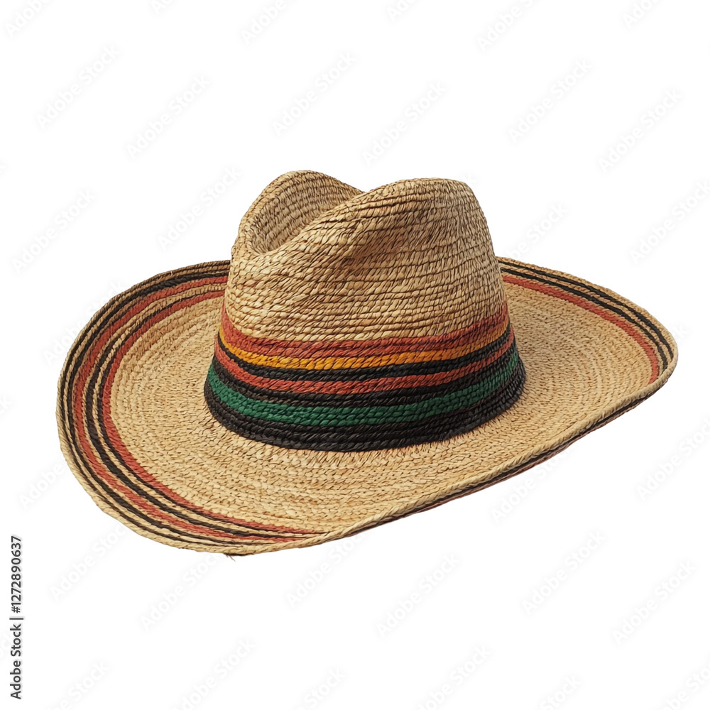 Straw Cowboy Hat with Colorful Bands Western Fashion Accessory