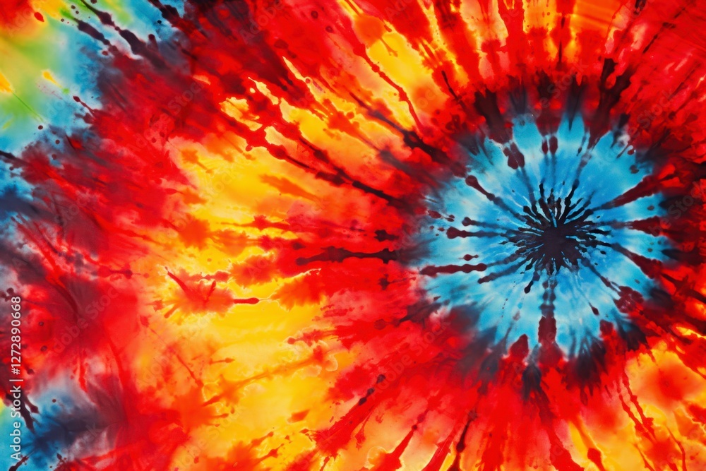 Colorful Tie-Dye Pattern with Radiant Swirls and Bright Hues