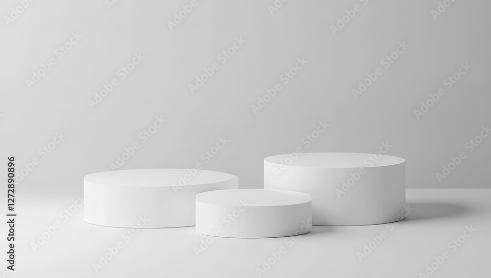 White Cylinders Studio Display Minimal Background White Cylinders Studio Display Minimal Background