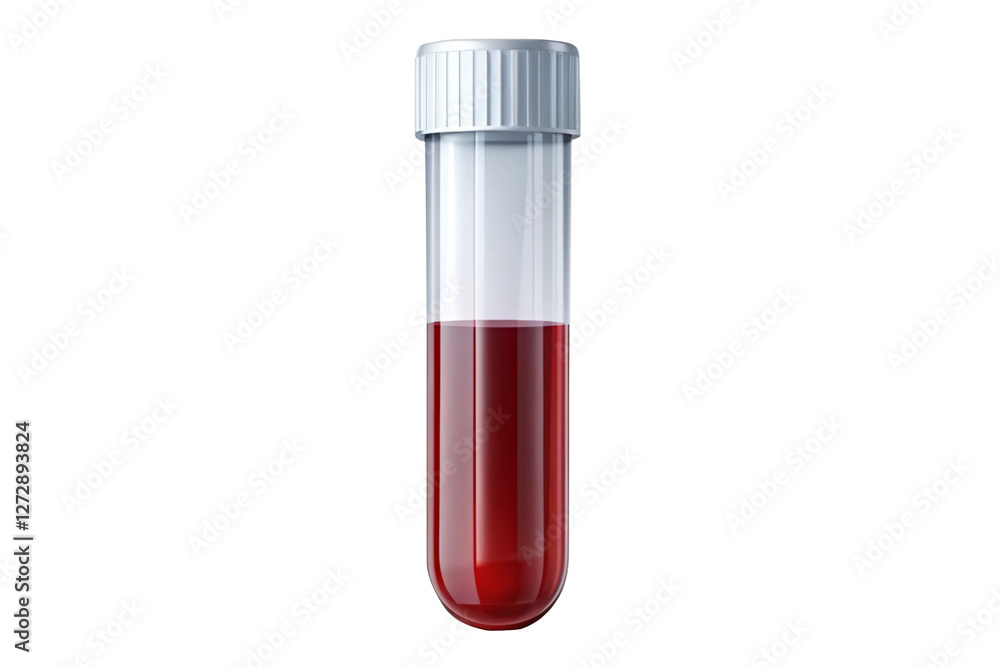 Test tube with red liquid isolated on Transparent Background. Red blood sample medical glass tube, empty test tube Test tube with red liquid isolated on Transparent Background. Red blood sample medical glass tube, empty test tube