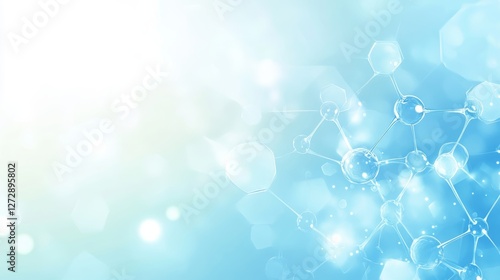 Abstract molecular structure on blue background