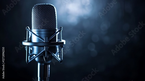 Sleek Modern Microphone Illuminated in an Ethereal Studio
