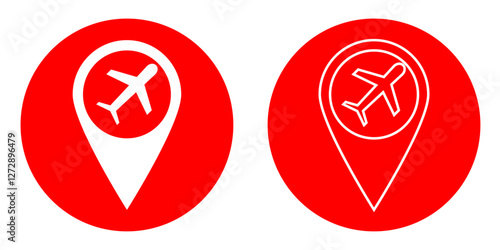 Free Download Set of Aeroplan in Location Icon representing Travel by Aeroplan Pin Dropping GPS Map Sign Symbol-03 - GFXLoad