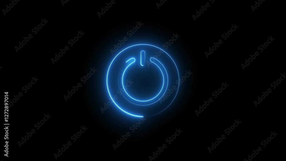 Neon Power Button Icon Animation. Neon Power Button Icon Animation.