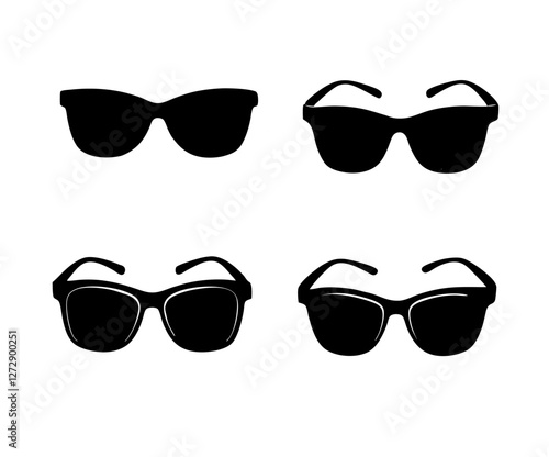 Sunglass silhouette icon set vector on white background