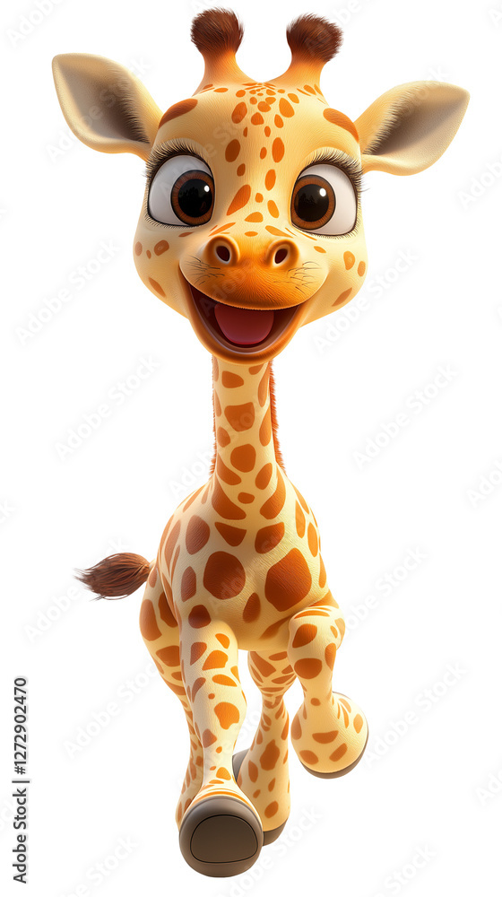 Obraz premium cartoon character giraffe isolated on transparent white background, png.