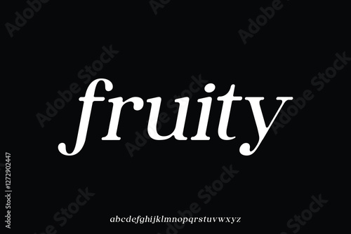Elegant classic friendly serif alphabet display font vector. Fruity typeface