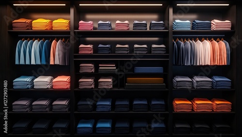 Fototapeta Naklejka Na Ścianę i Meble -  Retail clothing display in a dark store