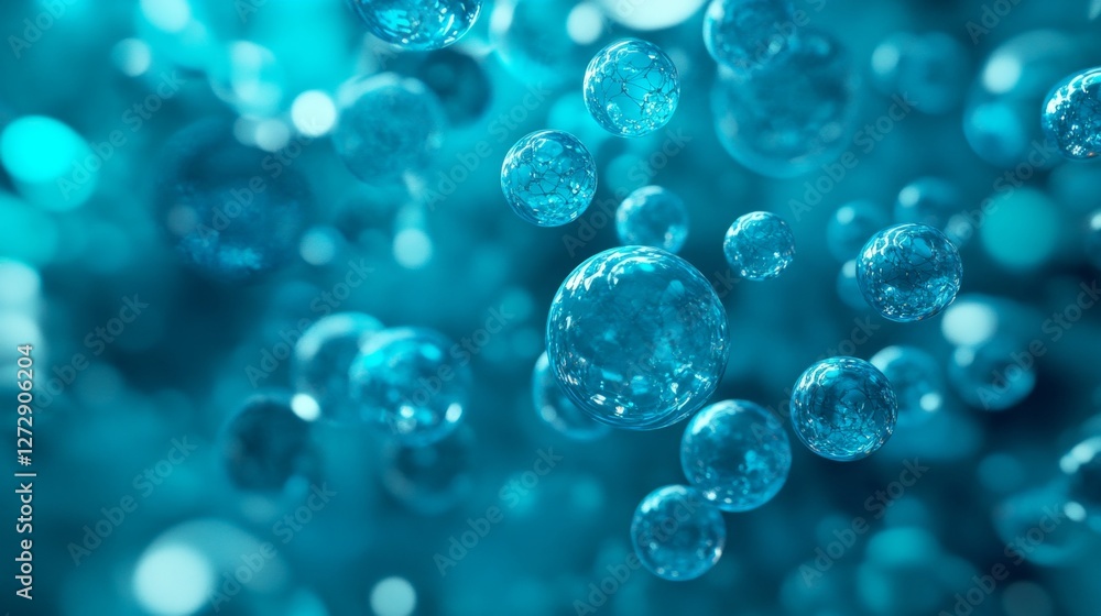 Blue glowing water bubbles abstract background Blue glowing water bubbles abstract background
