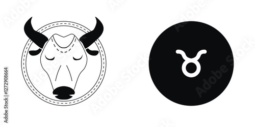 Zodiac horoscope. Taurus astrological icon symbol. Stylized star sign esoteric. Simple line vector illustration.