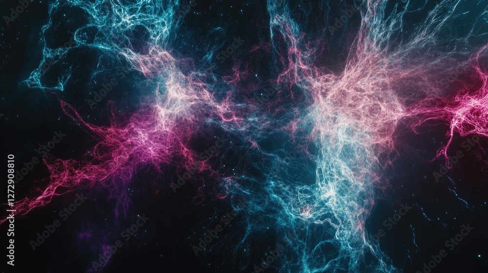 Obraz premium A futuristic neon fractal pattern resembling interconnected cosmic energy fields