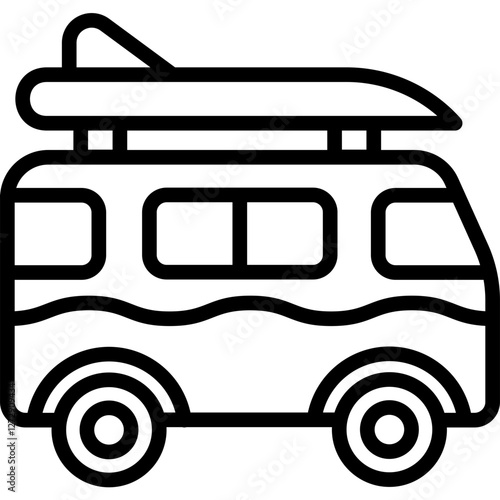 campervan with surfboard on the top
