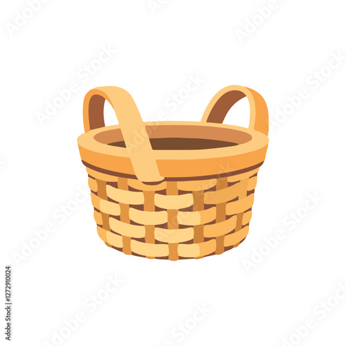 Empty wicker basket isolated on white background. Vector illustration. 