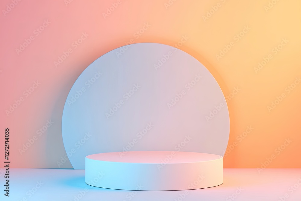 Pastel studio backdrop, product display, round platform, minimal design, advertising Pastel studio backdrop, product display, round platform, minimal design, advertising