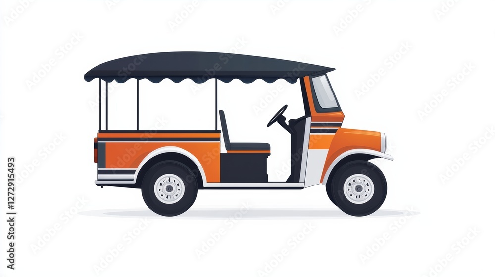 Fototapeta premium Colorful auto rickshaw transport urban street illustration creative design side view cultural symbol