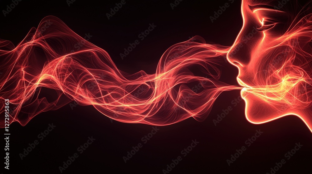 Fototapeta premium Vibrant red and orange flames erupting against a deep black background in dynamic contrast