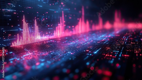 futuristic financial analysis blurry blue digital charts,forex data visualization on dark background a modern fintech concept