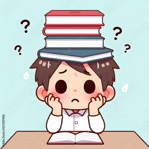 Stressed Child Balancing a Book on Head – Worried About Studies & Exams | Student Life, Education Pressure & Academic Struggles