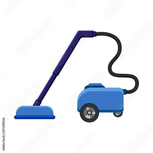 Blue vacuum cleaner in cartoon style
