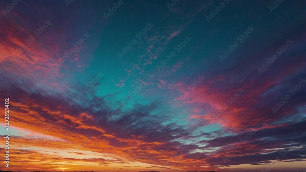 Obraz premium A colorful evening sky with glowing orange and electric purple.