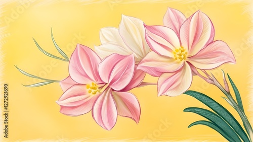pink lilies on white