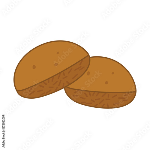 Gambar kue pukis cokelat vector illustration, kue pukis kartun, chocolate pukis cake isolated on white background, indonesian traditional snack, street food indonesia
