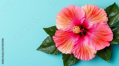 Wallpaper Mural Vibrant orange and pink hibiscus flower closeup nature floral photography indoor macro view beauty concept Torontodigital.ca