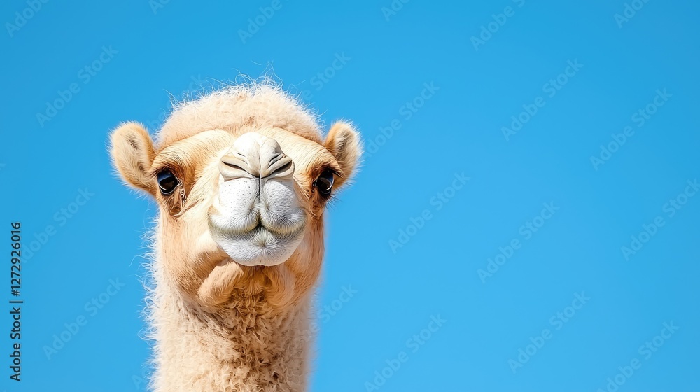 Obraz premium Desert Camel Portrait Against Clear Sky