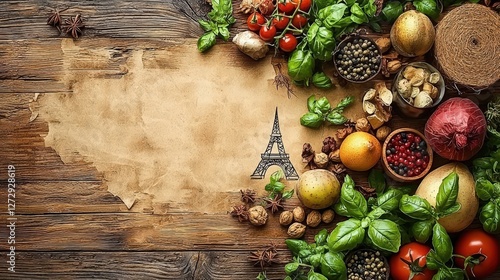 A vibrant display of fresh vegetables and fruits arranged on a rustic wooden table photo