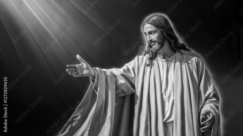 Naklejka premium Jesus Christ reaching out his hand against
