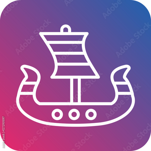 Viking Ship Icon Style