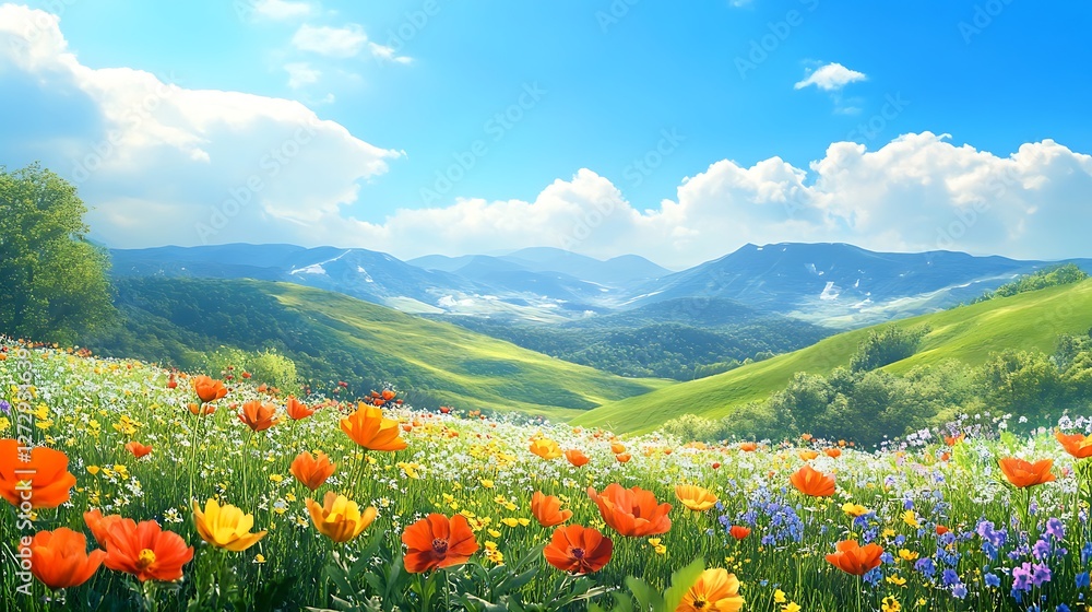 alpine meadow filled with bright flowers image alpine meadow filled with bright flowers image