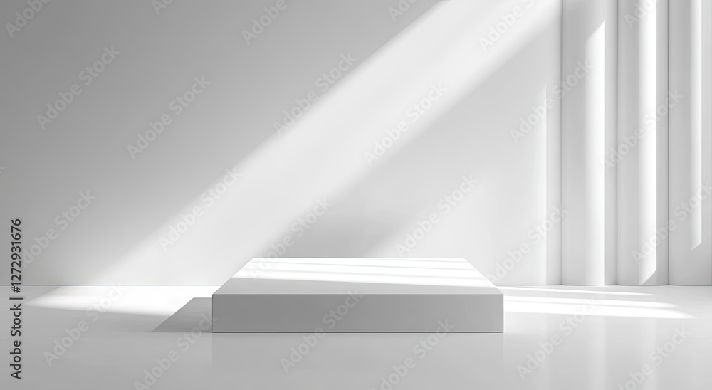 White studio platform, sunlight, minimalist backdrop, product display (1) White studio platform, sunlight, minimalist backdrop, product display (1)
