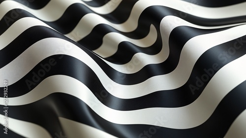 Black and white striped fabric waves gently