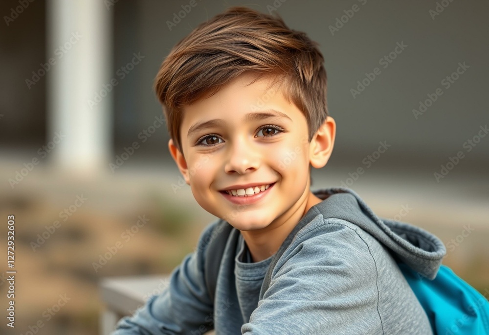 Photorealistic portrait of a 10-year-old boy in natural light Photorealistic portrait of a 10-year-old boy in natural light