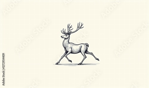 A charming illustration of a deer in motion, perfect for nature-themed projects, wildlife conservation, or educational materials. photo