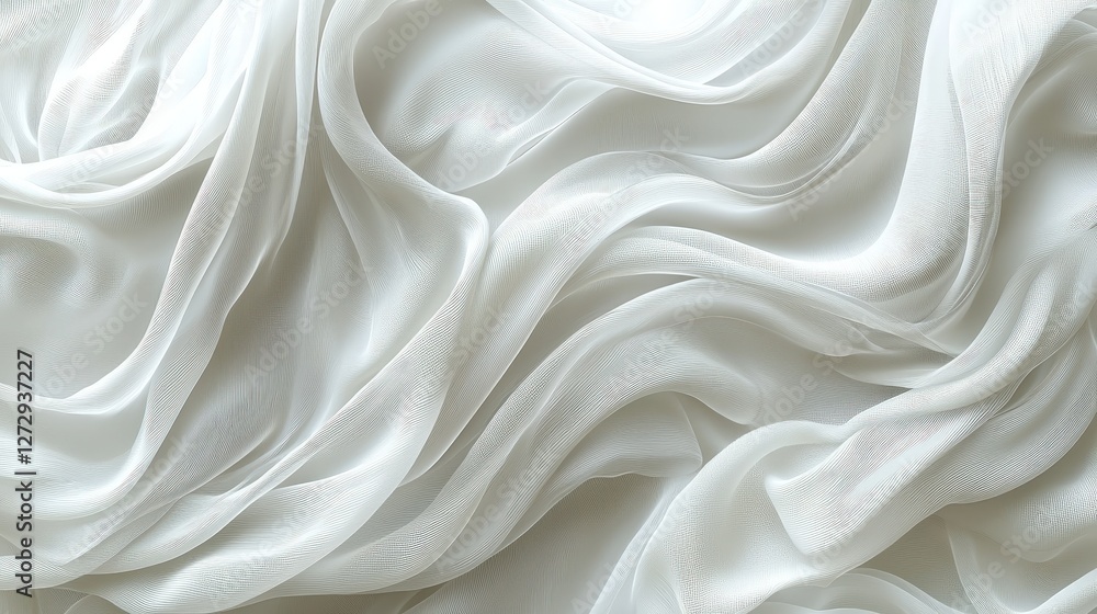 Fototapeta premium Elegant white silk fabric texture background showcasing softness and luxurious feel