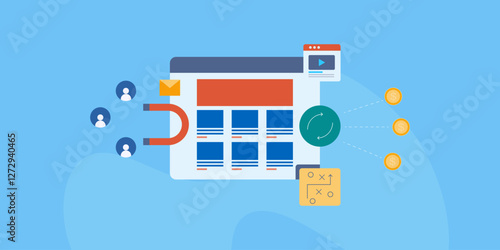 Customer conversion strategy, content marketing and e-business revenue concept.