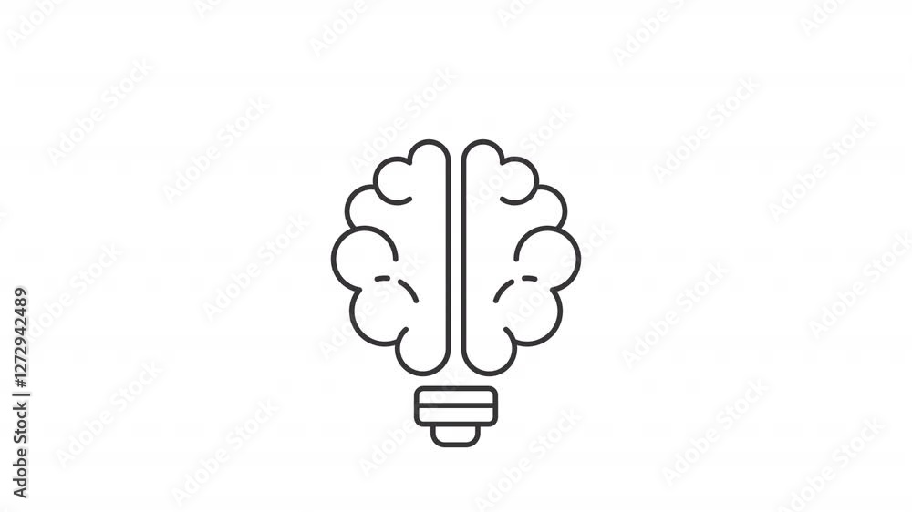 Intelligence line animation. Creative thinking animated icon. Scaling brain, moving. Problem solving, lightbulb. Black illustration on white background. HD video with alpha channel. Motion graphic Intelligence line animation. Creative thinking animated icon. Scaling brain, moving. Problem solving, lightbulb. Black illustration on white background. HD video with alpha channel. Motion graphic