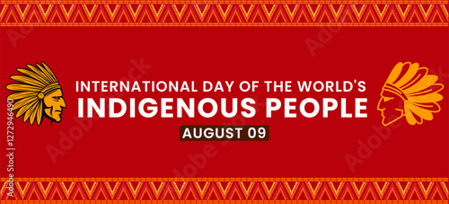 International Day of the World's Indigenous Peoples is observed every year on August 9 to protect the rights of the indigenous population. vector illustration banner