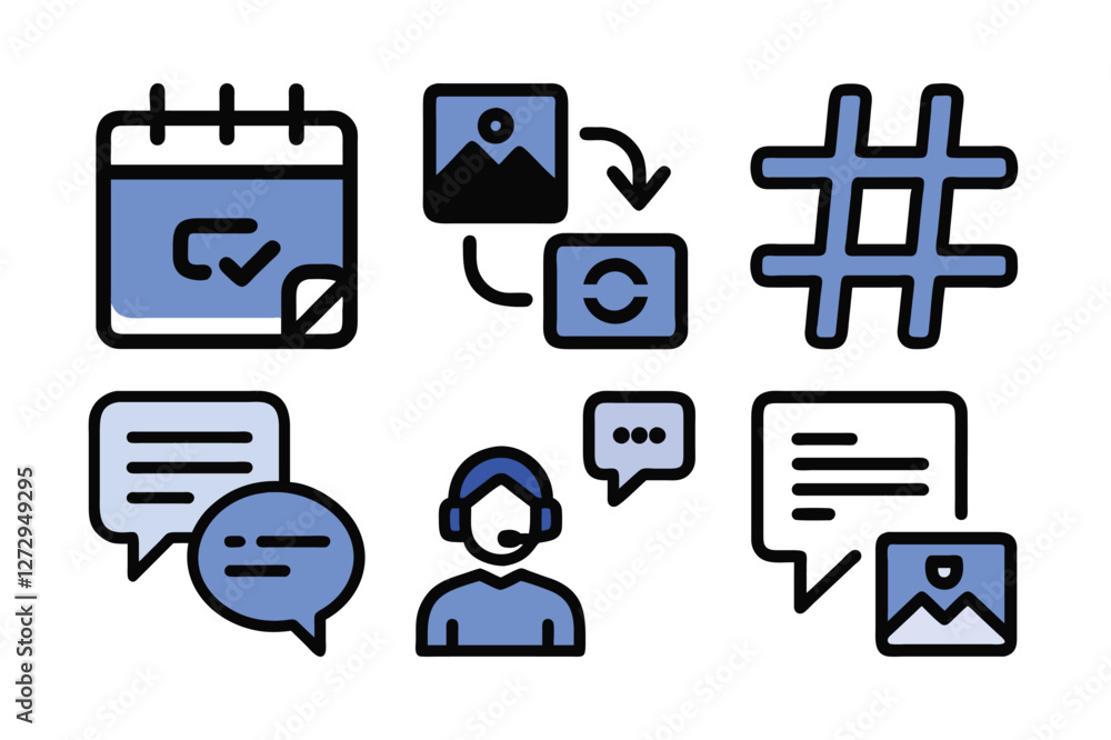 Communication icon set vector art illustration Communication icon set vector art illustration