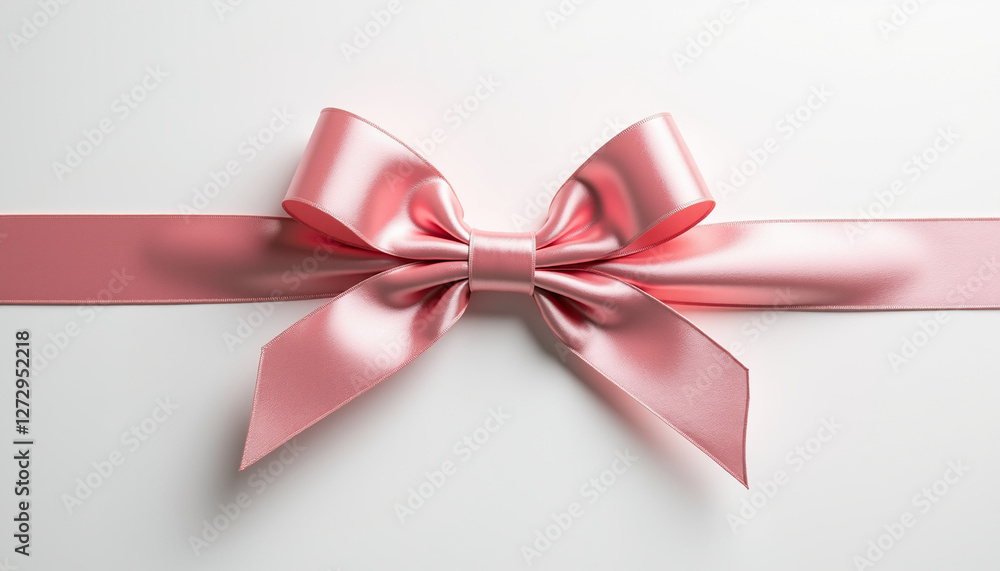 Pink satin ribbon bow on white background Pink satin ribbon bow on white background
