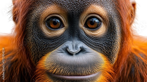 high quality orangutan isolated on transparent background for wildlife design projects featuring detailed fur texture and expressive eyes ideal for nature illustrations and conservation themed visual photo