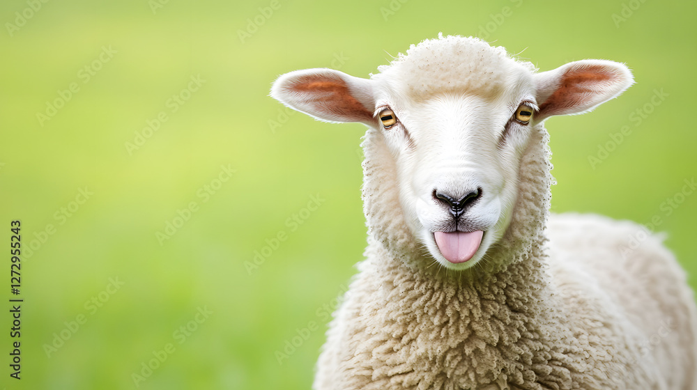 Portrait of a Sheep Sticking Out Its Tongue, Close-Up
Portrait of a Sheep Sticking Out Its Tongue, Close-Up