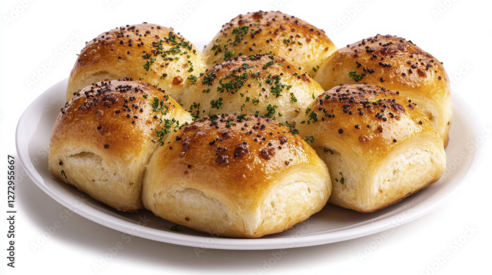 Freshly baked dinner rolls topped with herbs and spices, perfect for any meal Freshly baked dinner rolls topped with herbs and spices, perfect for any meal